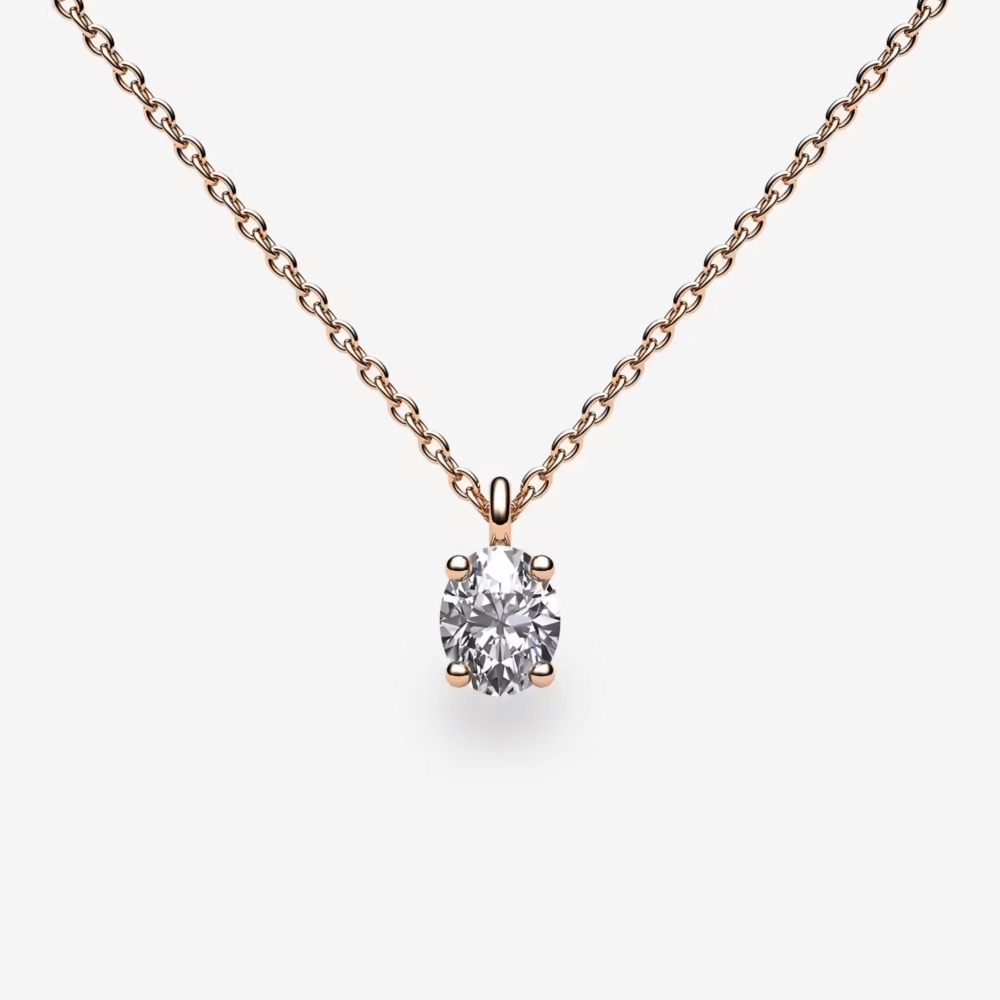Pendentif diamant ovale or rose
