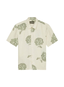 Camp collar, short sleeves, slits a