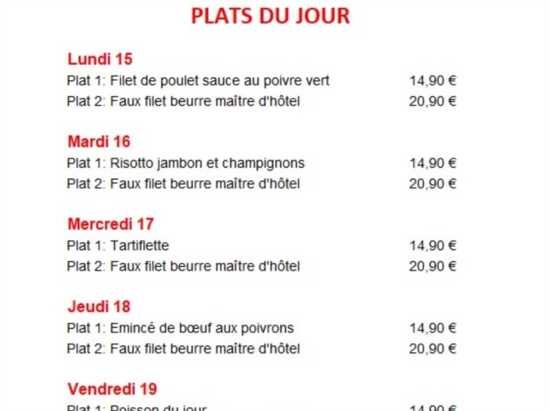 Menu du jour du 15/09/25 au 19/09/25
