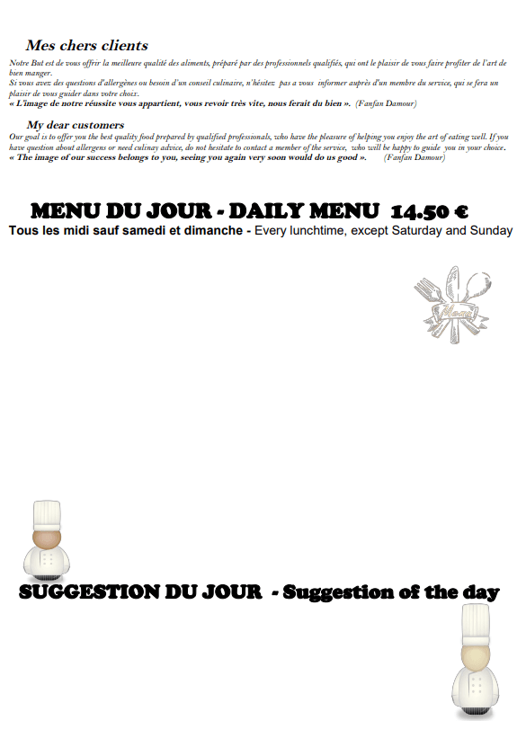 Carte MENU 2