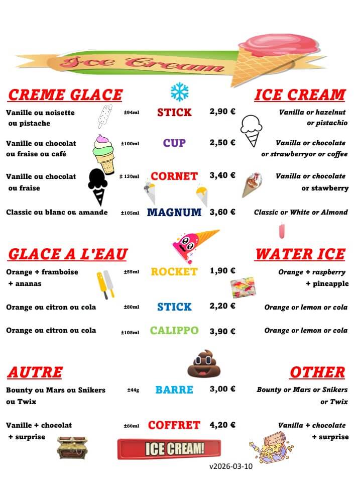 Carte Glaces