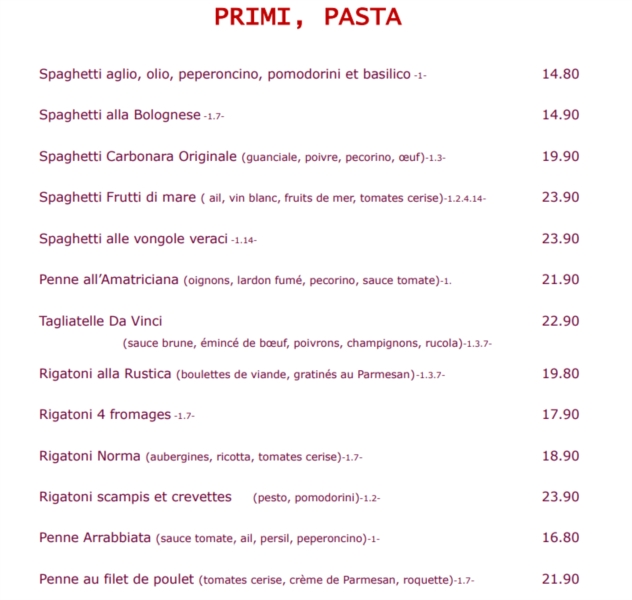 Primi, Pasta