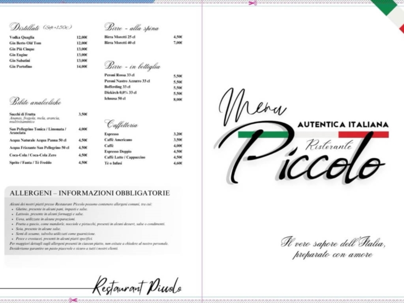 Menu en Italien