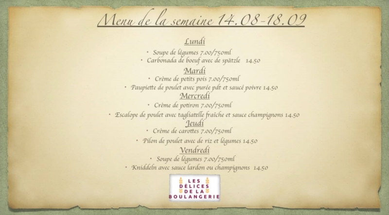 Menu de la semaine 