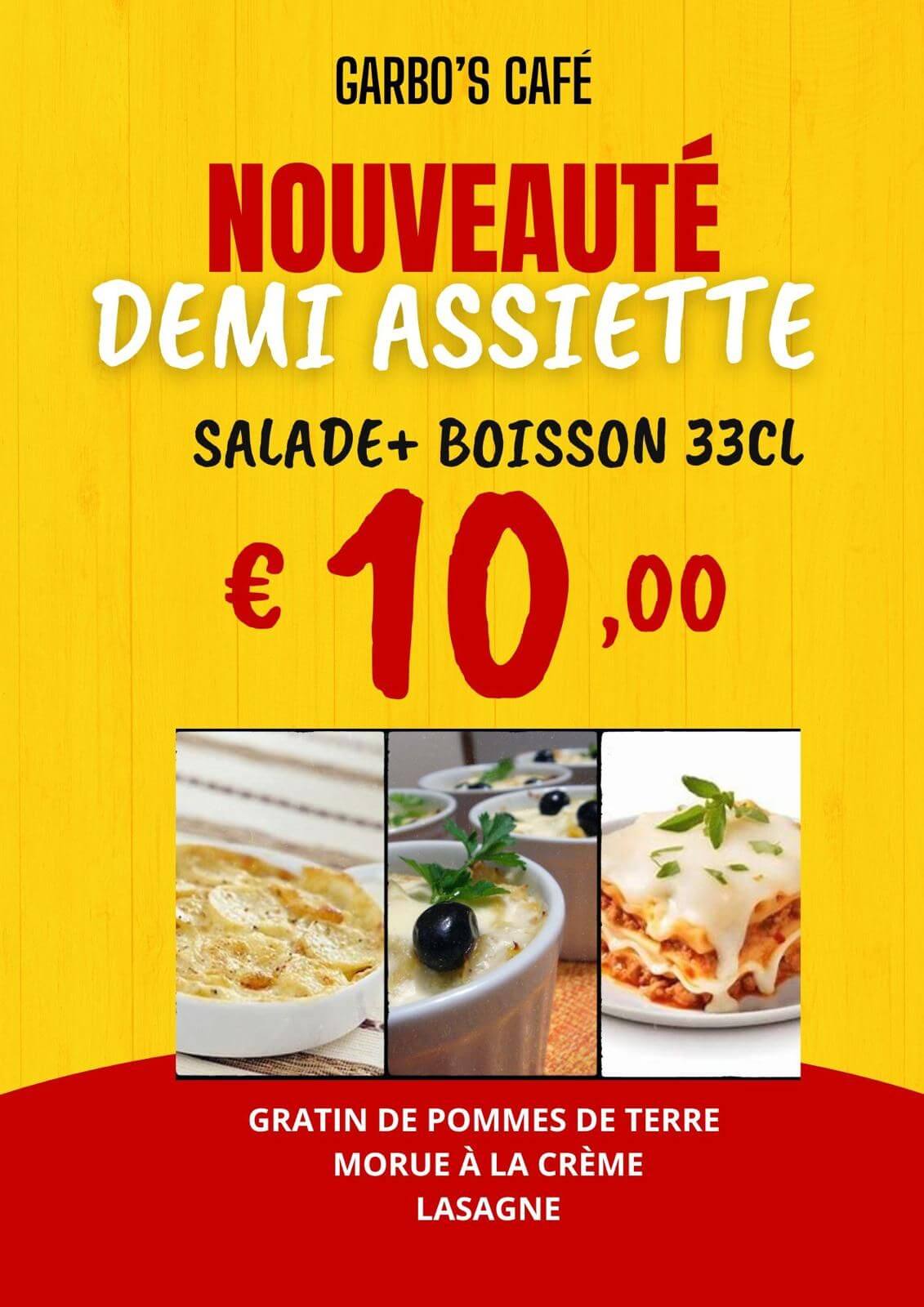 Menu demi assiette - 10€