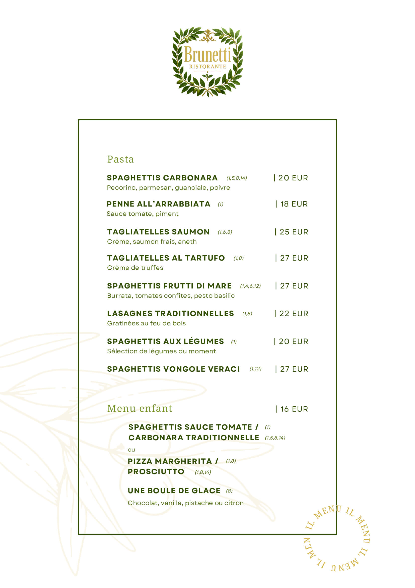 Pasta & Menu enfant 