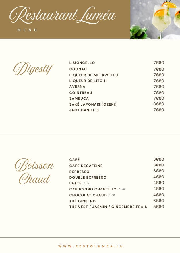 Digestifs et Boissons chaudes