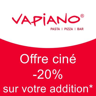 Offre ciné -20% sur l'addition